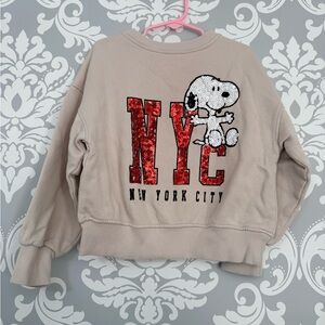 4/$25 • Zara Peanuts Snoopy Sequin Crewneck Sweatshirt‎